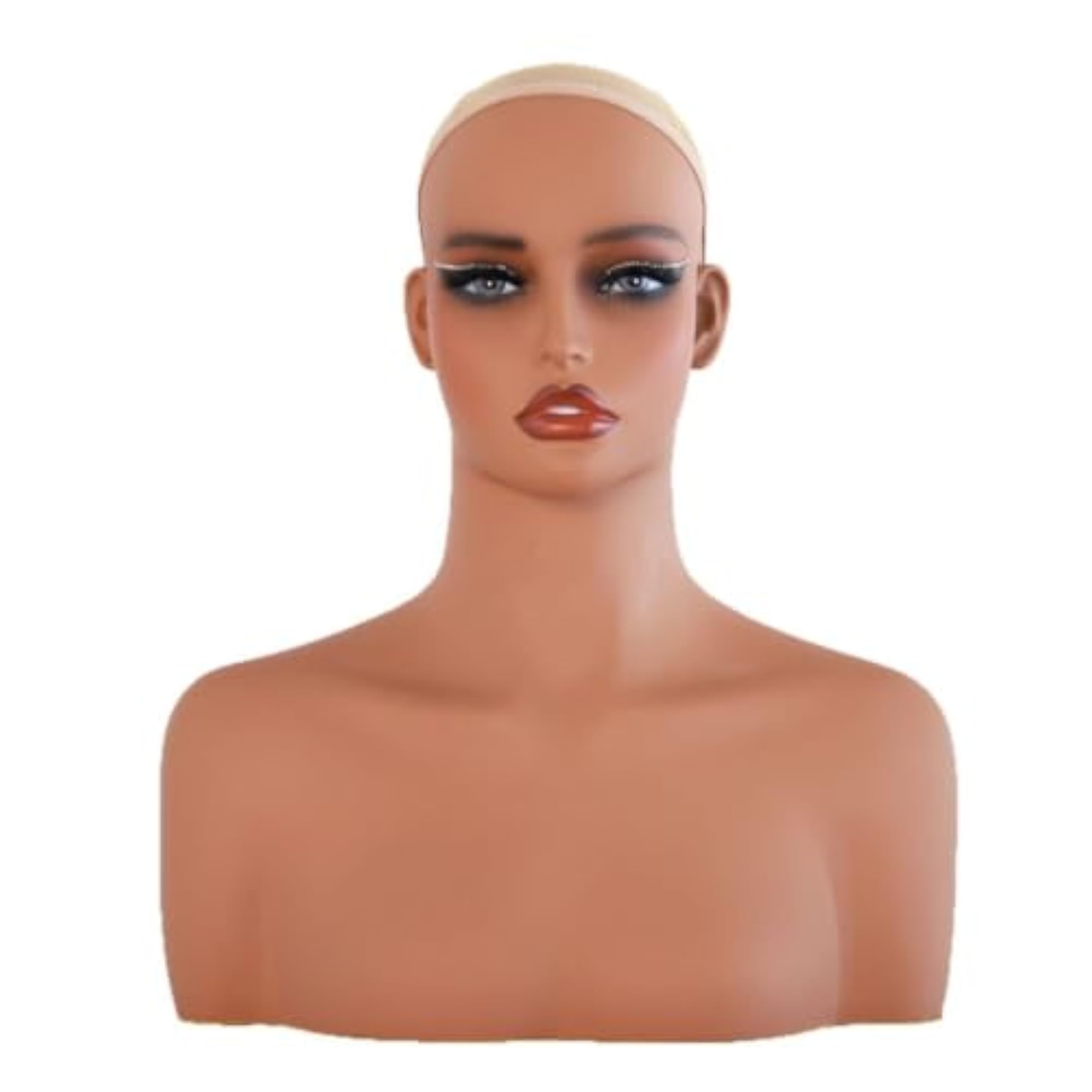 Smooth Mannequin Head with Shoulders for Jewelry Display, Professional