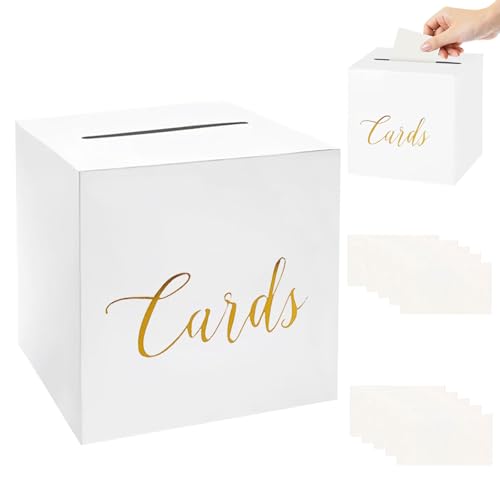 PUERFOCA Weiß Kartenbox Hochzeit, Briefbox Hochzeit, Geldbox Hochzeits mit 10 Grußkarten, Hochzeitsempfänge, Geburtstage, Abschlussfeiern, Braut- oder Babypartys (20 x 20cm) PUERFOCA Weiß Kartenbox Hochzeit, Briefbox Hochzeit, Geldbox Hochzeits mit 10 Grußkarten, Hochzeitsempfänge, Geburtstage, Abschlussfeiern, Braut- oder Babypartys (20 x 20cm)