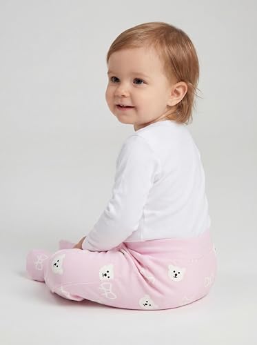 TupTam Baby Unisex Hose mit Fuß Bunte 5er Pack, Farbe: Beige_Sterne_Streifen_Bären, Größe: 56