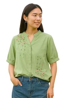LITZO Shirts for Women - Korean Style Long Sleeve Button Down | Regular Fit Western Latest Stylish Office Wear Tops Women (NO-98-M)