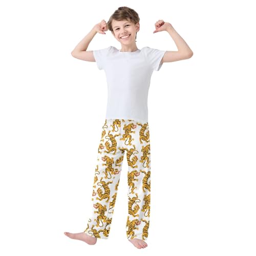 Boys' Pants Tiger Cool Animal Long Bottoms Jogger Pants Elastic Waist Trousers with Pockets S-XL2
