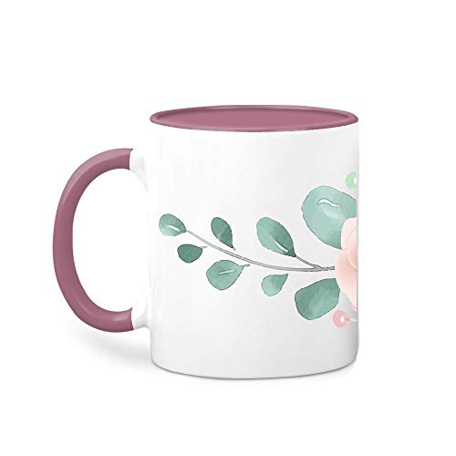 Knutty's Knobs Bouquet of Flowers Ceramic Coffee Tea Hot Chocolate Mug Pink Rim Handle & Inside (PF02)