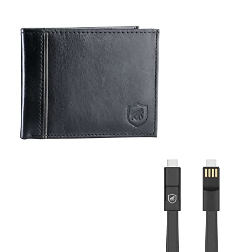Kit Carteira de couro Maverick + cabo Slim 3 em 1 - Gshield