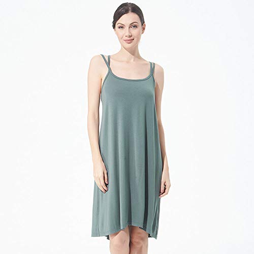 GROPC Camisón Mujer Sexy,Modal Cotton Babydoll Halter Full Slip Cross Sling Vestido Ropa de Dormir Casual Camisón Transpirable Camisón Homewear Tallas Grandes 7XL,Verde Oscuro,6XL Cover