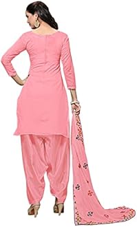 EthnicJunction Women's Chanderi Cotton Embroidered And Mirror Work Unstitched Salwar Suit Material