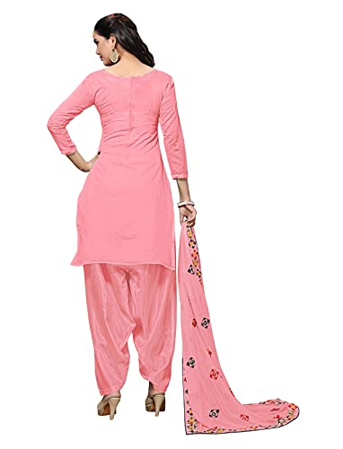 EthnicJunction Women's Chanderi Cotton Embroidered And Mirror Work Unstitched Salwar Suit Material