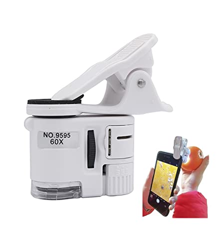 顕微鏡観察 ユニバーサルクリップ顕微鏡60x LED.携帯電話クリップとジュエリー虫眼鏡集束調整ポケット顕微鏡