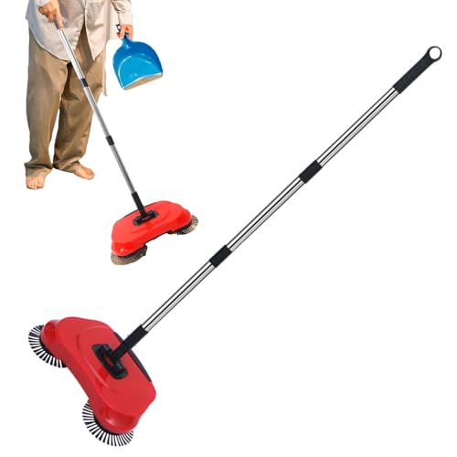 Barredora Del Piso De Empuje De La Mano - Acero Inoxidable | Escoba De Alfombra No Eléctrica | Servidor De Mango Ajustable Para Limpiar El Pelo De Las Mascotas, Pelusa Y Desechos Sueltos, Niños Y Adul