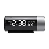 Projection lumineuse réglable à 180° : cette horloge à projection rotative à 180° offre une projection rouge claire de l'heure et de la température qui peut être ajustée jusqu'à 180°, une visibilité facile sous différents angles et distances.