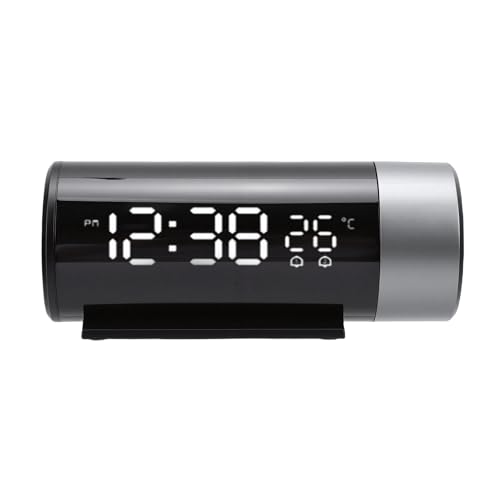 Fockety Réveil à Projection, Horloge numérique à Affichage LED avec projecteur pivotant à 180 degrés, Double Alarme, Fonction Snooze, Affichage de la température, Recharge USB
