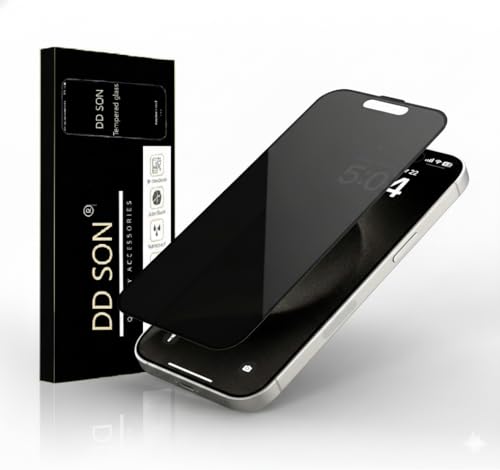 Image of DD SON Military Grade 360 Degree Privacy Tempered Glass for iPhone 15 Plus / 16 Plus Anti-Spy Screen Protector with Accessories Kit, Shatterproof & Scratch Resistant Screen Guard