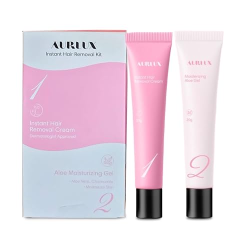 Aurlux Instant Hair Removal Cream for Women Facial Hair Remover for Women Body & Bikini Area Painless Removal for Legs Arms & Body Painless Unwanted Growth Remover for Fuzz Travel Size