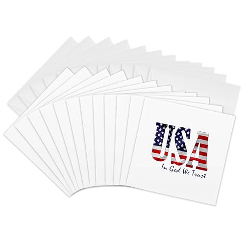 Cartes de vœux drapeau américain 3dRose (lot de 12) avec enveloppes blanches pour correspondances