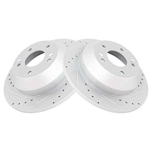 Image of TRQ Performance Rear Brake Pad and Rotor Set Ceramic Coated Drilled Slotted Rotors Compatible with 2015-2020 Kia Sedona