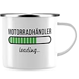 JUNIWORDS Emaille-Tasse, Motorradhändler loading, Silberner Tassenrand (6208793)