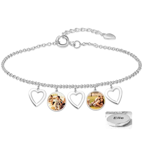 Custom Picture Bracelets for Women Customized Mother-Daughter Bracelet for Mom Wife Engraved Charm Bracelets with Photos