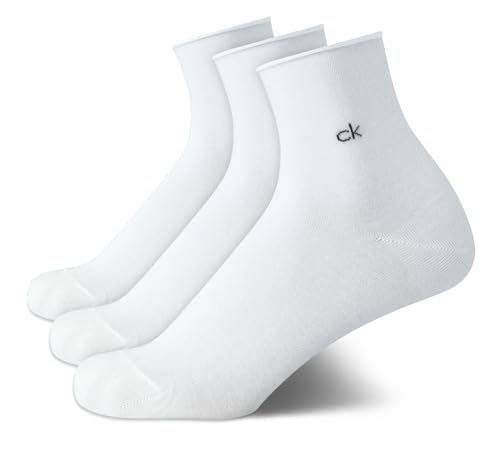 Calvin Klein Womens Crew Socks - 3 Pack Soft Cotton Blend Roll Cuff Mini/Mid Crew Dress Socks for Women (Shoe Size: 4-10)
