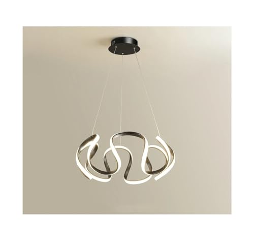 Lustre LED moderne or et noir au design architectural unique
