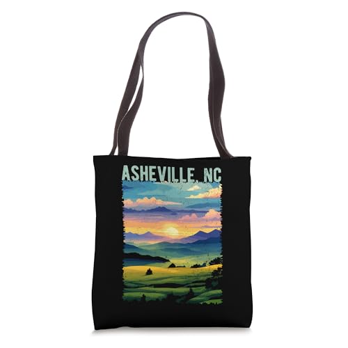 Asheville NC USA Retro Mountain Distressed Design Tote Bag