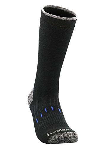 Avalanche Men's Quick Drying Merino Wool Blend Crew Socks With Arch Support 2-Pack Black 10-132