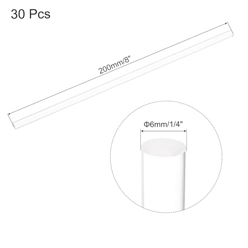 Image of MECCANIXITY 30pcs Acrylic Round Rods 1 /4 inch x 8 inch Clear Acrylic Dowel Rods Sticks Plastic Sticks Strip for DIY Crafts Lighting Gardening Decoration - 6mm x 200mm