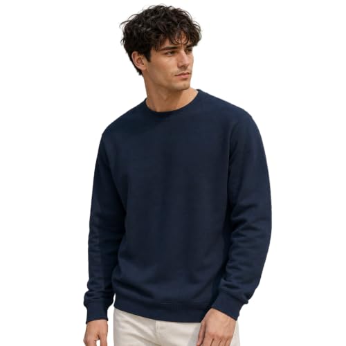 Image of Nobero Sweatshirts for Man Stylish | 280 GSM Rich Cotton Fleece Solid Regular Fit Full Sleeve Sweatshirt for Men | Stylish Casual Wear Winter Crew Neck Sweatshirt for Men