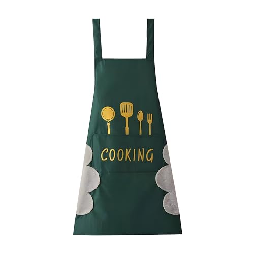 Image of Kraptick Kitchen Apron - Comfortable Cooking Waterproof Apron for Men and Women With Pocket and Side Coral Velvet for Wiping