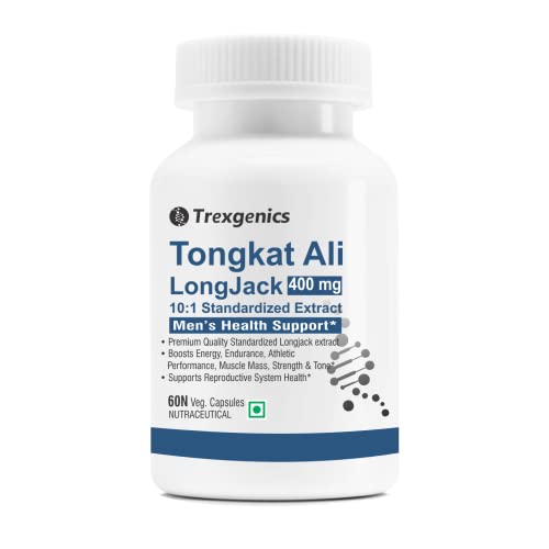 Image of Trexgenics TONGKAT ALI LONGJACK 10:1 extract 400 mg Premium Men's Health Energy, Endurance, Athletic Performance Support (60 Veg. Capsules) (Pack of 1)