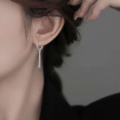 Reffeer Solid 925 Sterling Silver Bar Hoop Dangle Earrings for Women Teens Bar Dangle Earrings Minimalist Hoop Drop Earrings3