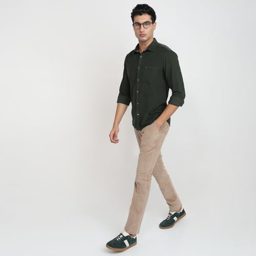 Image of Park Avenue Men Slim Fit Solid Pattern Pure Cotton Semi Cut Away Collar Full Sleeve Casual Shirt