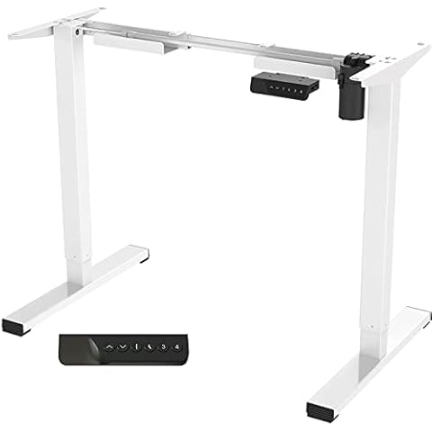 SANODESK Electric Height Adjustable Standing Desk Sit Stand Desk Adjustable Desk Stand Up Desk with anti-collision protection, memory control and soft start/stop function (White,EP1) Cover