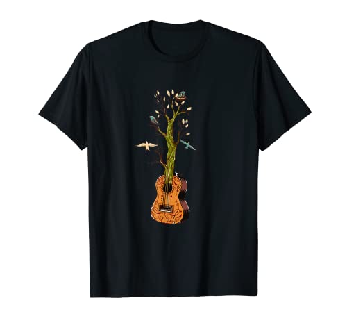 Guitariste La Nature Les Oiseaux L'Arbre Guitare T-Shirt