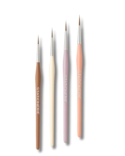 Image of Stationerie Wood Handmade Soft Aqua Long Synthetic Hair with Stainless Wire Ideal for Art Paint, Watercolor, Quill, Oil Acrylics (Vintage Short Liner)