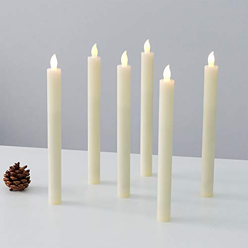 Image of Eldnacele Flameless Taper Candles with Remote and Timer, Battery Operated Real Wax 6 Pack Ivory LED Candles for Dinner Wedding Holiday Decorations