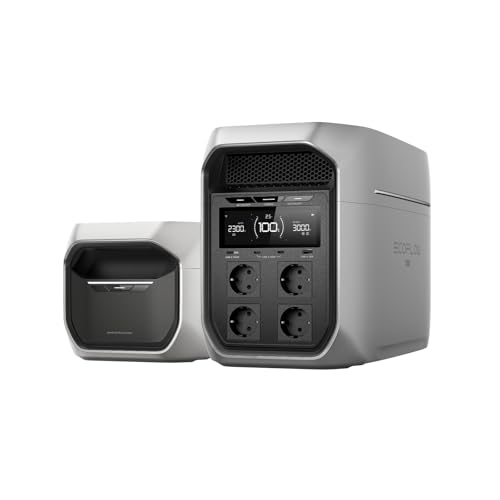 EcoFlow Delta 3 MAX Plus con batería Adicional, LFP 4096 WH, Salida CA 3000 W, Plug-and-Play y apilable, energía de Respaldo Ampliable para Camping, emergencias en el hogar, Casas móviles y caravanas