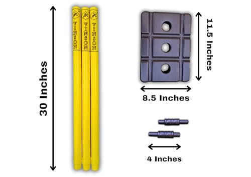 Vinson Senior Heavy Duty Cricket Stumps Set with Zipper Carry Bag for Kids & Adults, Color - Yellow & Black, Weight - 750 GMS, No Water/Mud Needed to Increase The Weight of The Base.