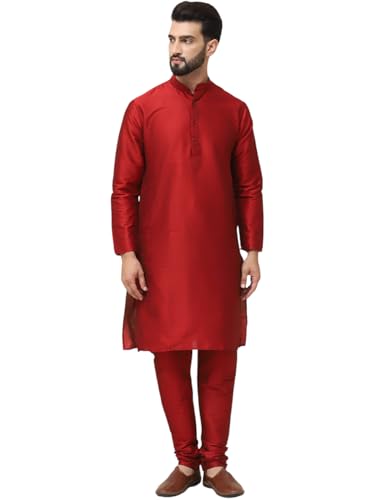 Image of SOJANYA Men's Dupion Silk Solid (Since 1958 Kurta Set & Churidaar Pyjama
