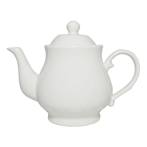 Teiera in porcellana bianca, teiera in ceramica a collo di cigno (760 ml)