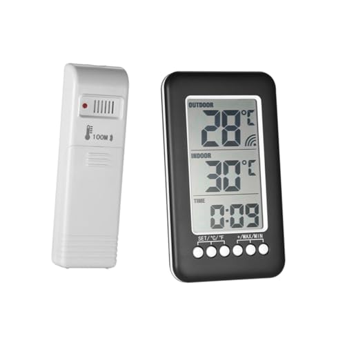 JOINPAYA - JOINPAYA Kabelloses Digitales Innen außen Thermometer mit LCD Anzeige Temperatur Zeitmessung Funkthermometer mit Reichweite Niedrigtemperaturalarm Geeignet für Zuhause Kühlschrank und