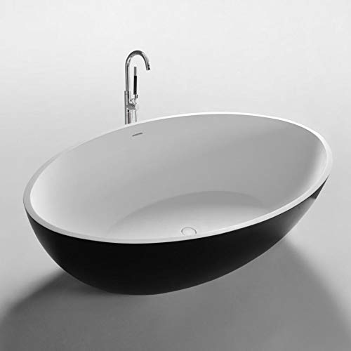 ADM Bathroom Design Oval Stone Resin Freestanding Bathtub 69.3", Matte