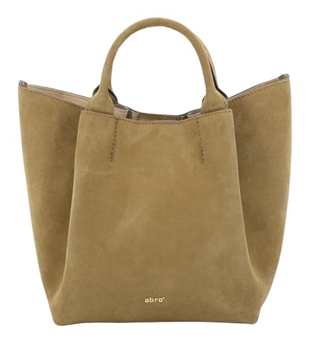 Sac à épaule ABRO cuir daim kaki grand cabas shopper femme chic