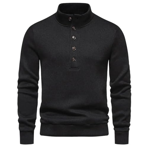Men's Turtleneck Long Sleeves Button-Up Knit Sweater Autumn Winter Classic Warm Pullovers Jumpers
