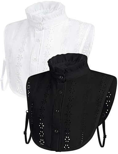 MELLIEX 2 Pièces Faux Col Femme, Classique Élégant Col Amovible Chemisier en Coton
