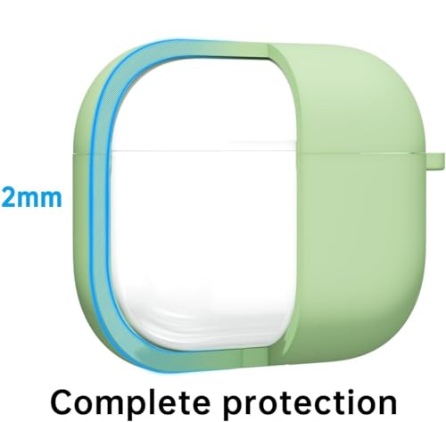 Image of Meyaar for Apple AirPods 4 ​​​​​​​Case Cover with Keychain, Soft Skin Silicone Case Cover, Full Protective Case Cover Compatible with Apple AirPods 4 Case 2024 (Mint Green)