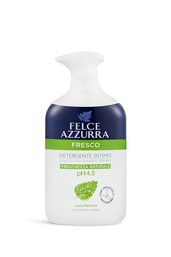 Felce Azzurra - Detergente Intimo Fresco al Mentolo per Igiene Intima Quotidiana Ph 4.5, Sapone Intimo Delicato Elimina Cattivi Odori, Ginecologicamente Testato Dona Freschezza Naturale a Lungo, 250ml