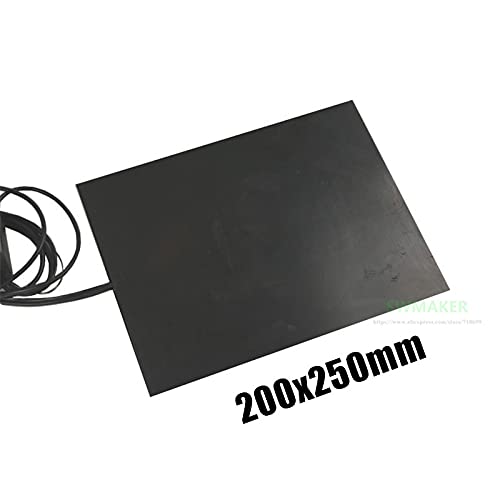 Lysee 3D Printer Parts & Accessories - 3D Printer Silicone Rubber Heater 200x250mm 250W 300W 400W 500W Electric Heating Pad/Heat Bed Customized - (Size: 220V 500W, Color: Black)