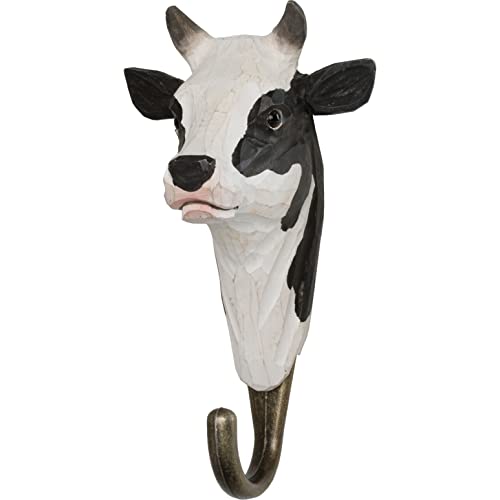 WILDLIFEGARDEN Wildlife Garden Hand-Carved Dairy Cow Hook, Sturdy Wood Wall Hook with Artisanal Life-Like Figurine, Easy-to-Install, Designed in Sweden