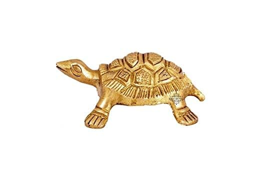 Green Velly PRANCHI Metals Brass Metal Tortoise Kachua | Collectible Showpiece for Good Luck, Wealth and Longevity and Home Decor | (1.5cm, Gold)