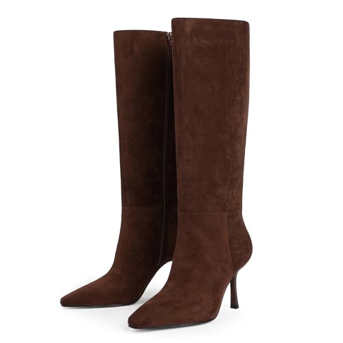 Modatope Knee High Boots Women Square Toe Stiletto Tall Boots Side Zipper Dressy Boot for Women3