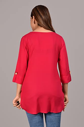 Image of Women's Rayon Straight Solid Casual Top /Kurta